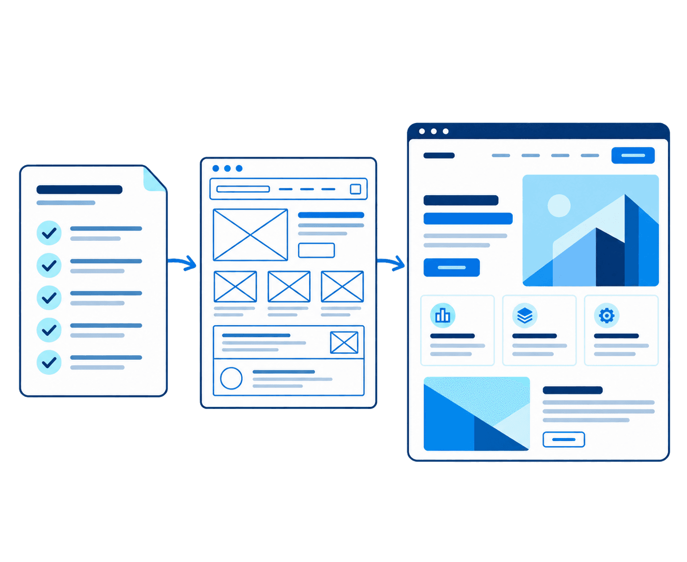 Từ bản định hướng và wireframe đến website hoàn chỉnh trên máy tính
