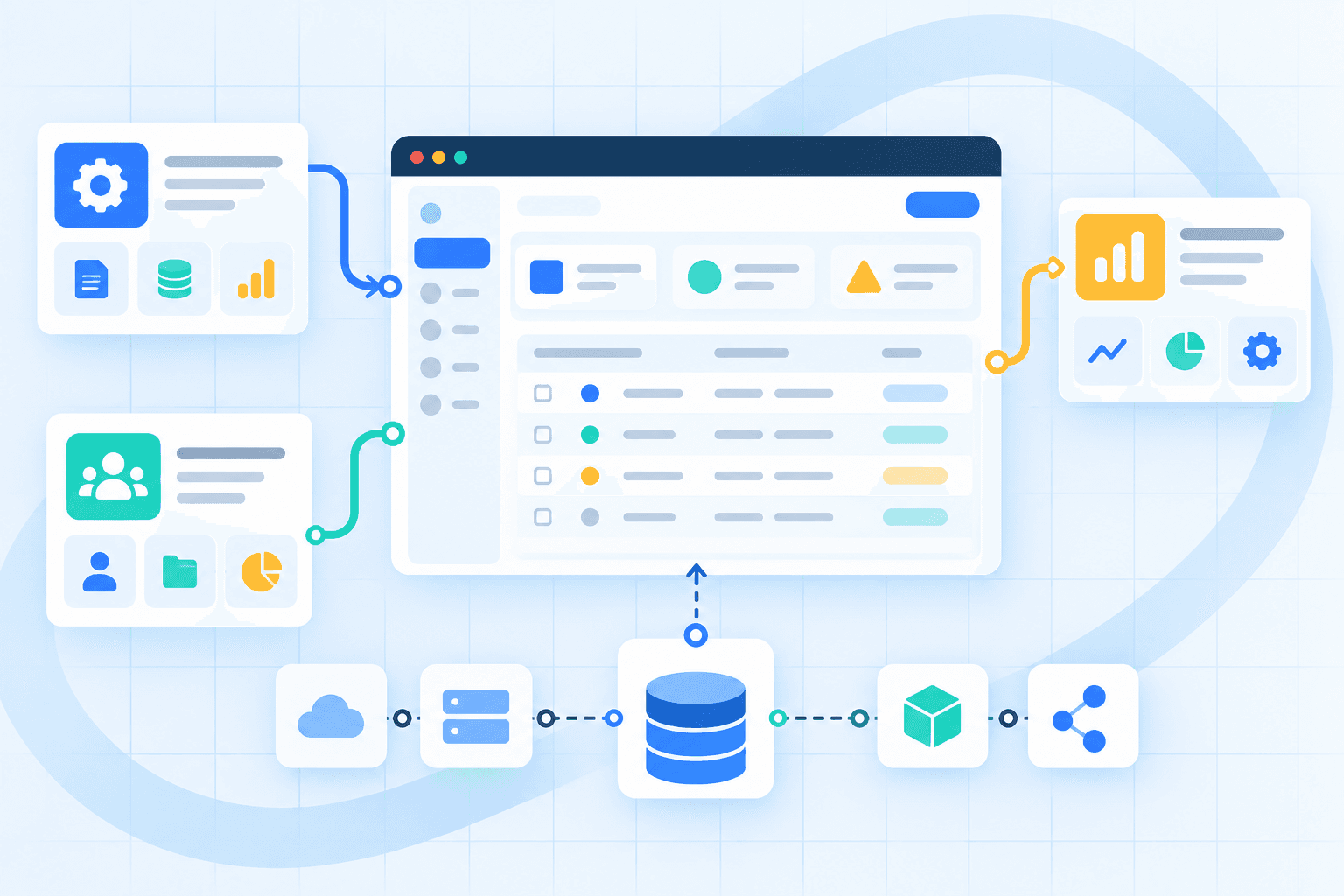 Sơ đồ hệ thống web app kết nối dữ liệu và các bộ phận